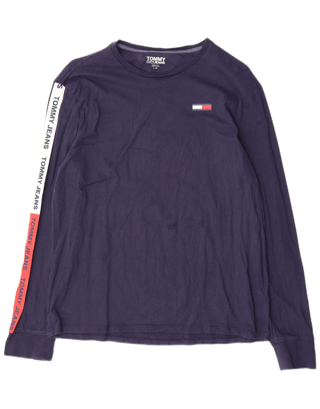 Tommy Hilfiger Herren-Oberteil mit Grafik, langärmelig, groß, Marineblau, Farbblock