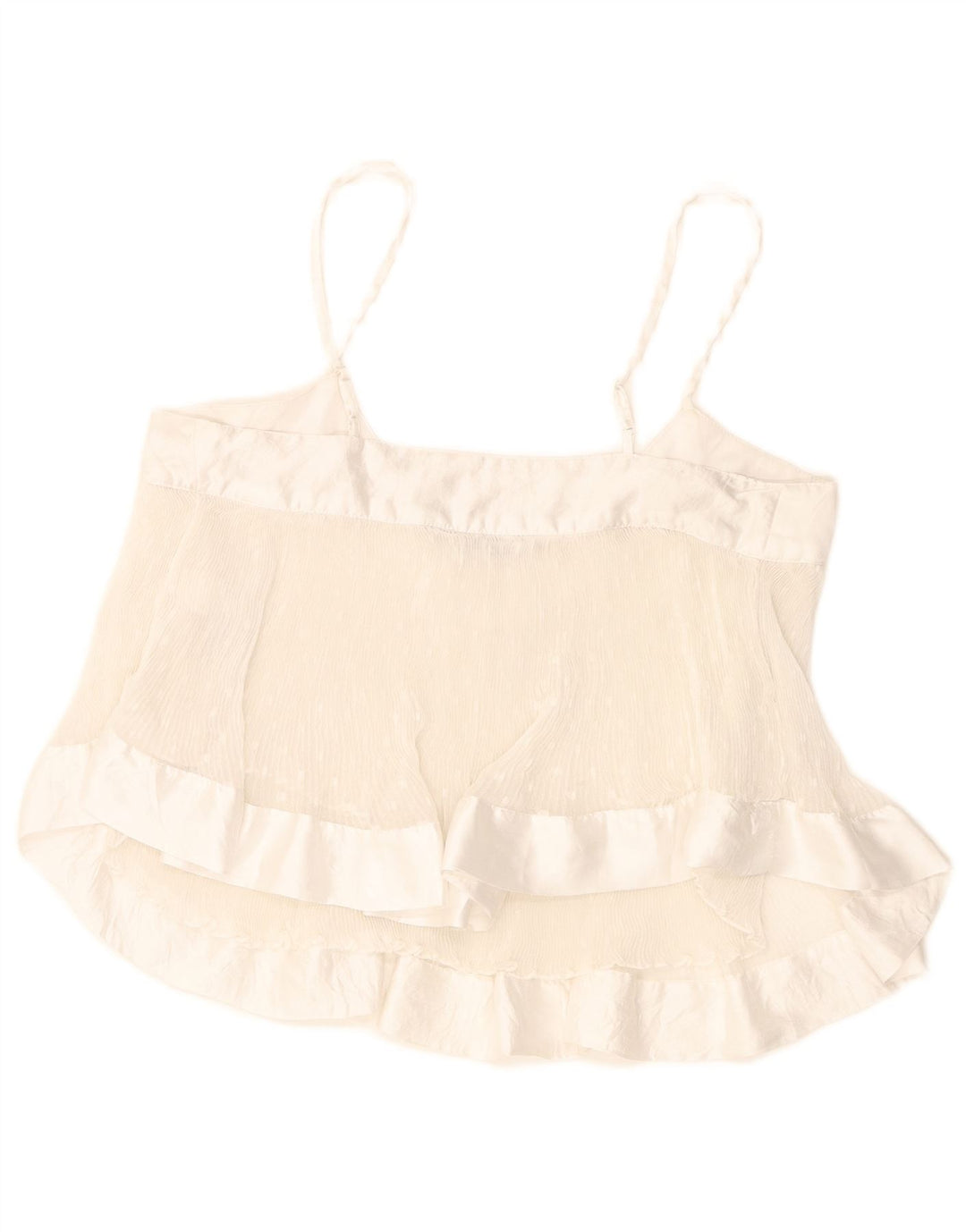Zara Damen Crop Cami Top UK 10 Small Weiß gepunktetes Polyester