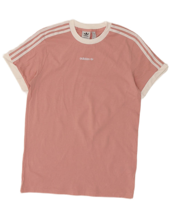 Adidas Damen T-Shirt Top UK 8 Small Rosa Colourblock Baumwolle