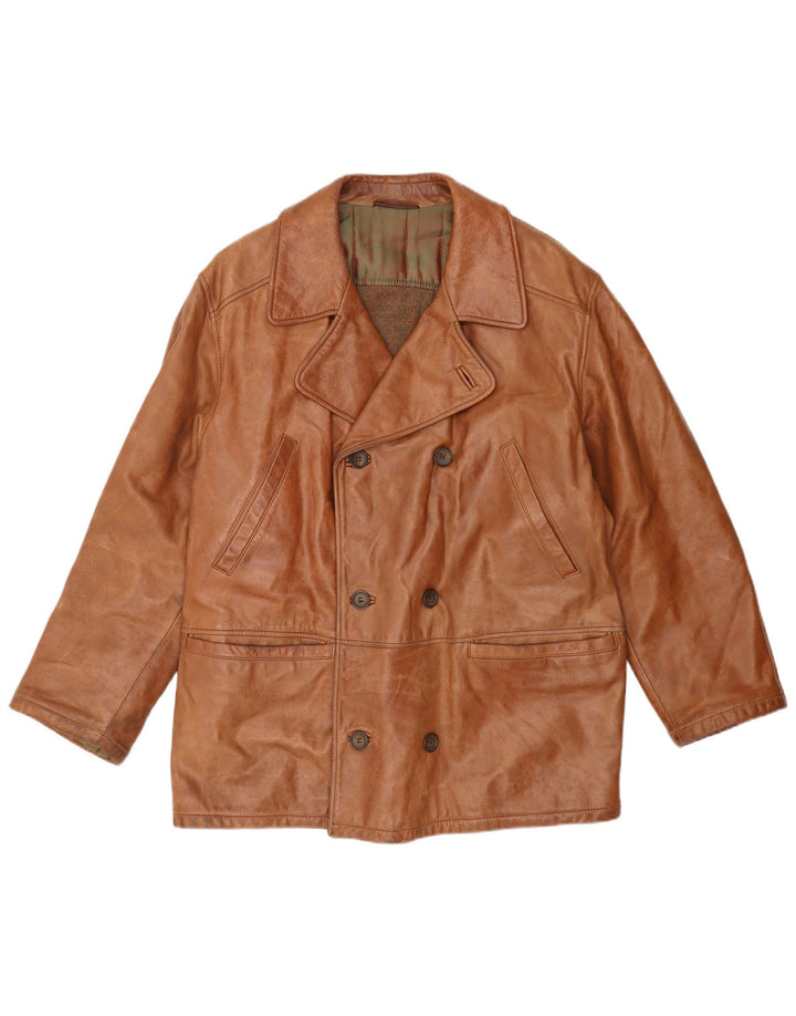La Matta Herren Zweireihige Lederjacke IT 52 XL Braun