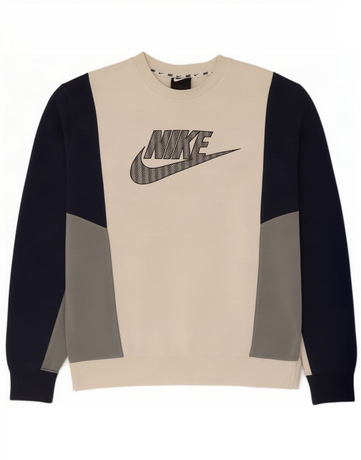 Nike Herren Grafik-Sweatshirt-Pullover Mittelweiße Farbblock-Baumwolle