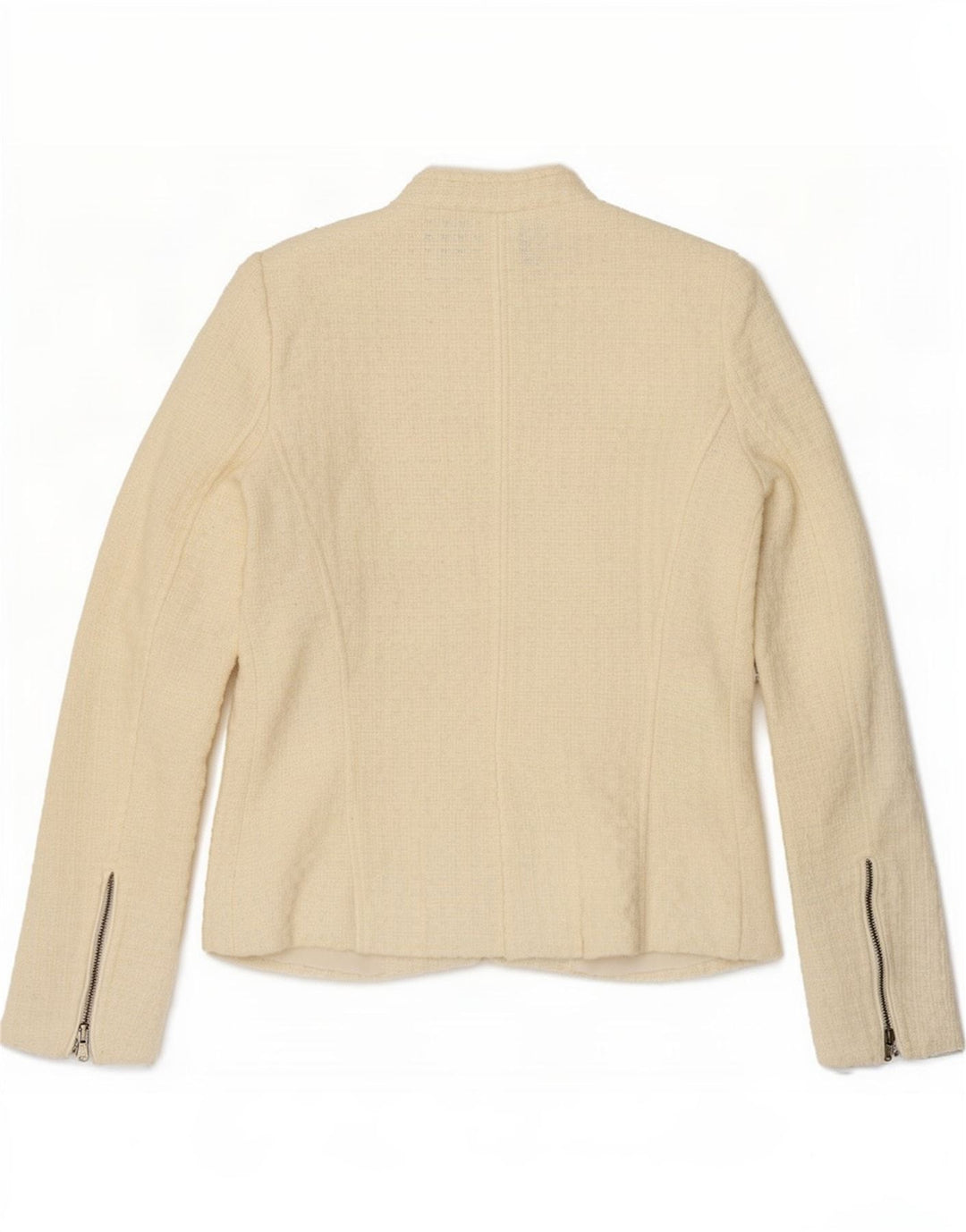 Zara Damen-Blazer mit durchgehendem Reißverschluss, UK 12, Mittel, gebrochenes Weiß, Acryl