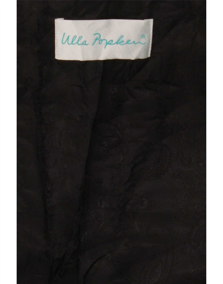 Ulla Popken Damen Ledermantel UK 26 5XL Schwarz geblümt