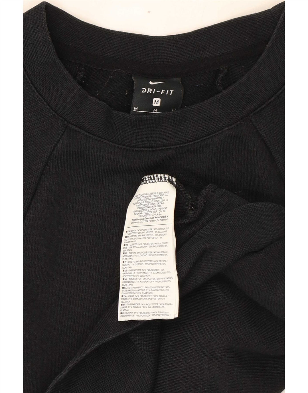 Nike Damen Crop Graphic Sweatshirt Pullover UK 14 Mittelschwarzes Polyester
