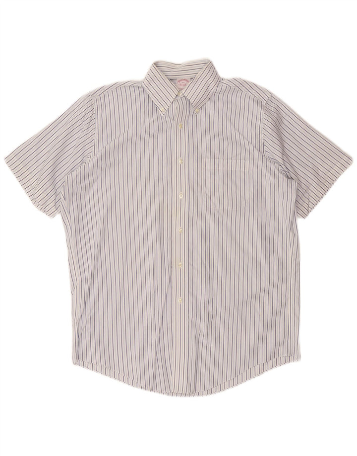 Brooks Brothers Herrenhemd, Größe 15 1/2, mittelgroß, marineblau, Nadelstreifen