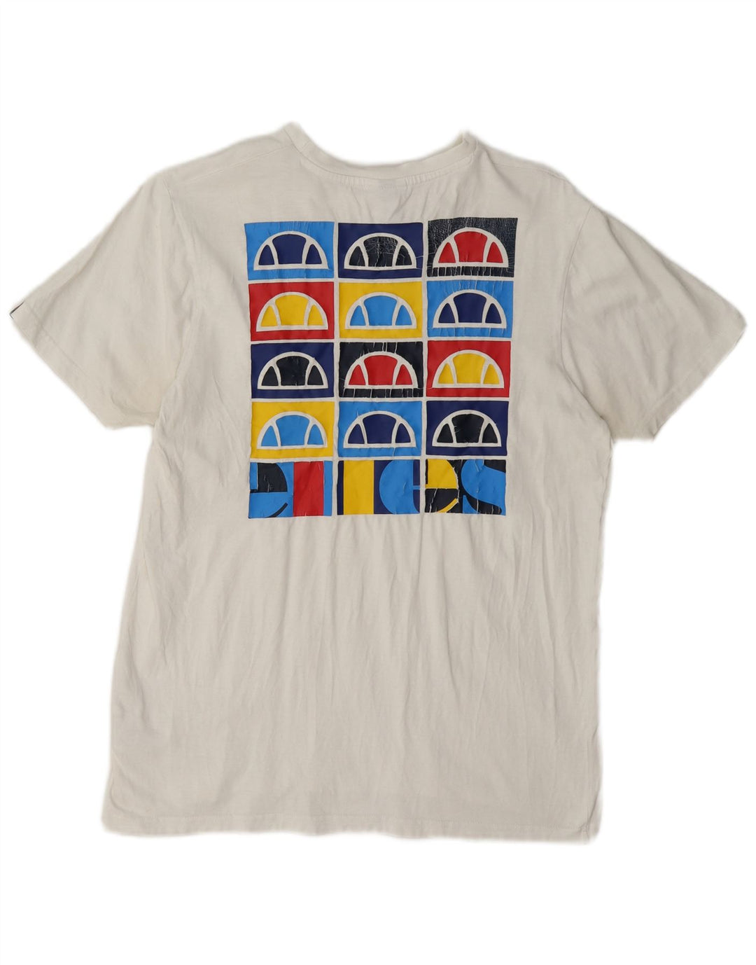 Ellesse Womens Graphic T-Shirt Top UK 14 Mittelweiße Baumwolle