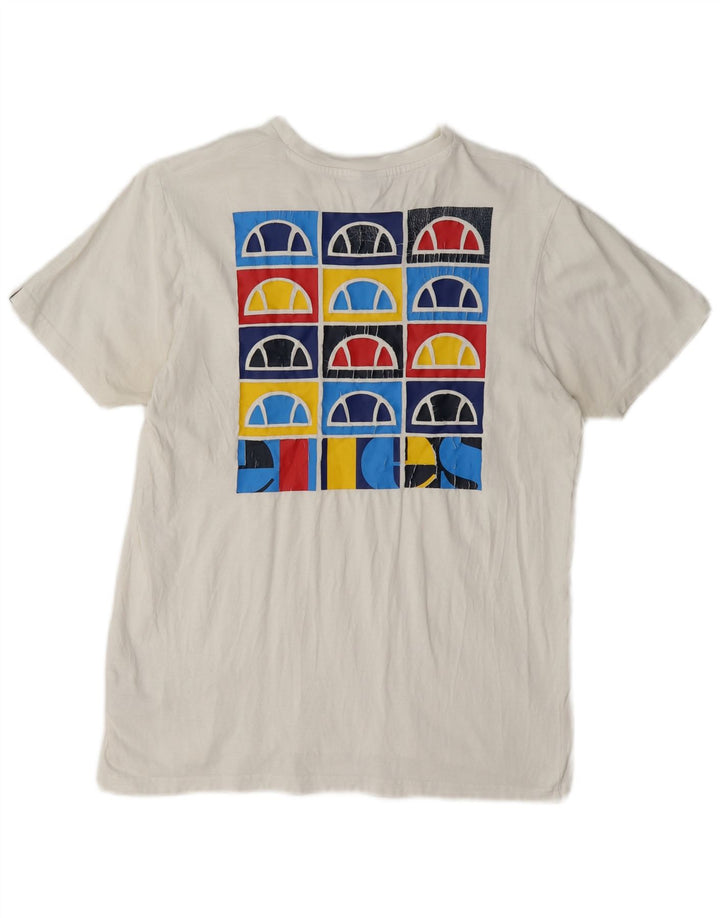 Ellesse Womens Graphic T-Shirt Top UK 14 Mittelweiße Baumwolle