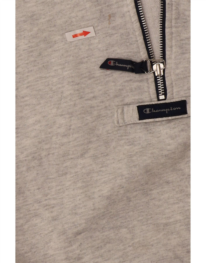 Champion Herren-Sweatshirt mit grafischem Reißverschluss, Größe L, Grau, Farbblock