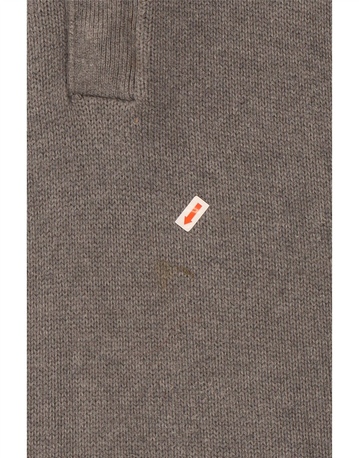 JAMES PRINGLE Herren-Pullover mit Knopfkragen, groß, graue Baumwolle