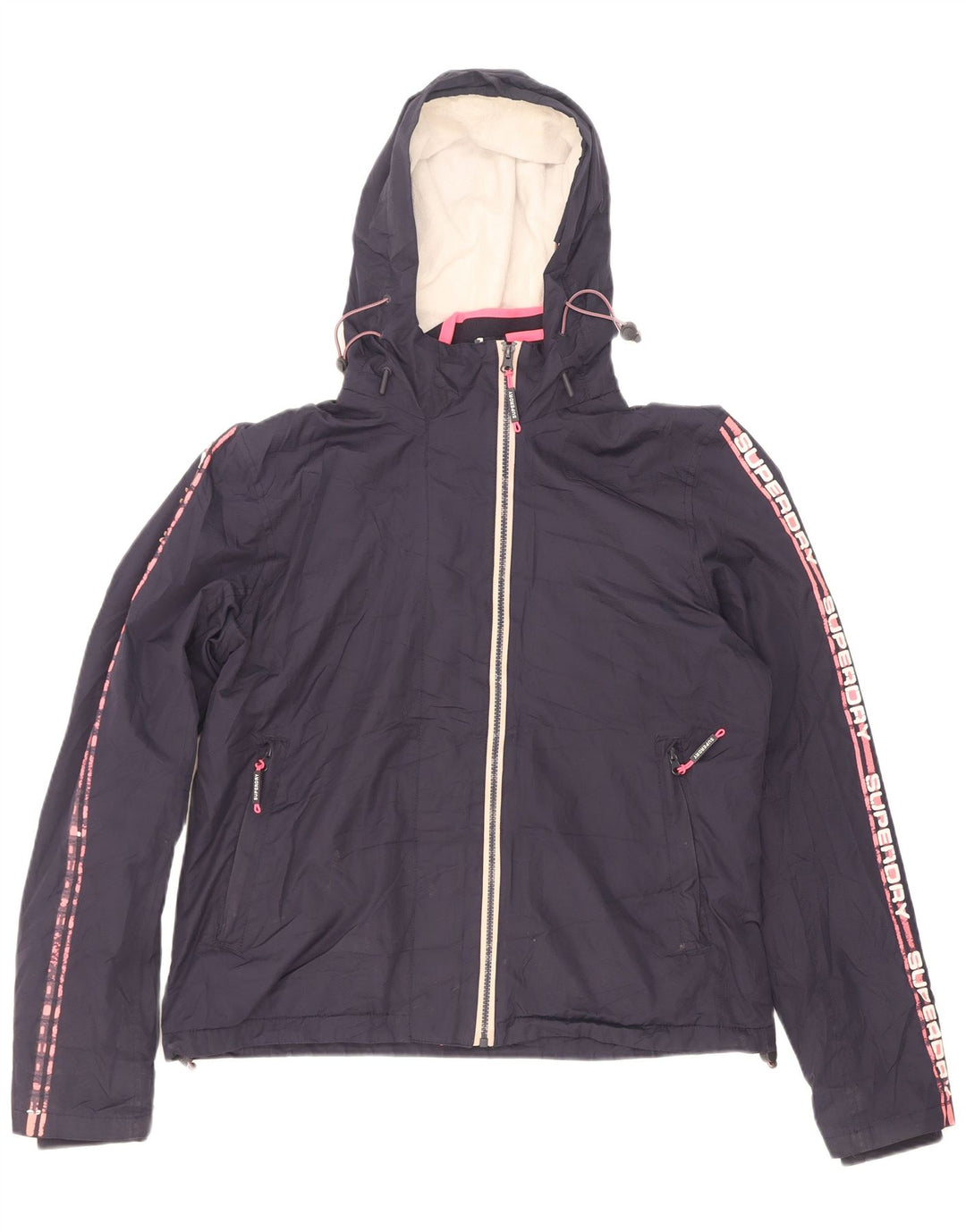 Superdry Damen Graphic Windjacke UK 16 Large Marineblau