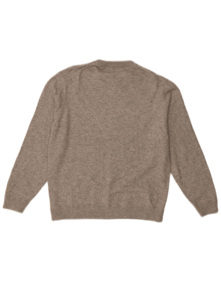 Massimo Dutti Herren-Pullover mit Rundhalsausschnitt, 2XL, grau gesprenkelte Wolle