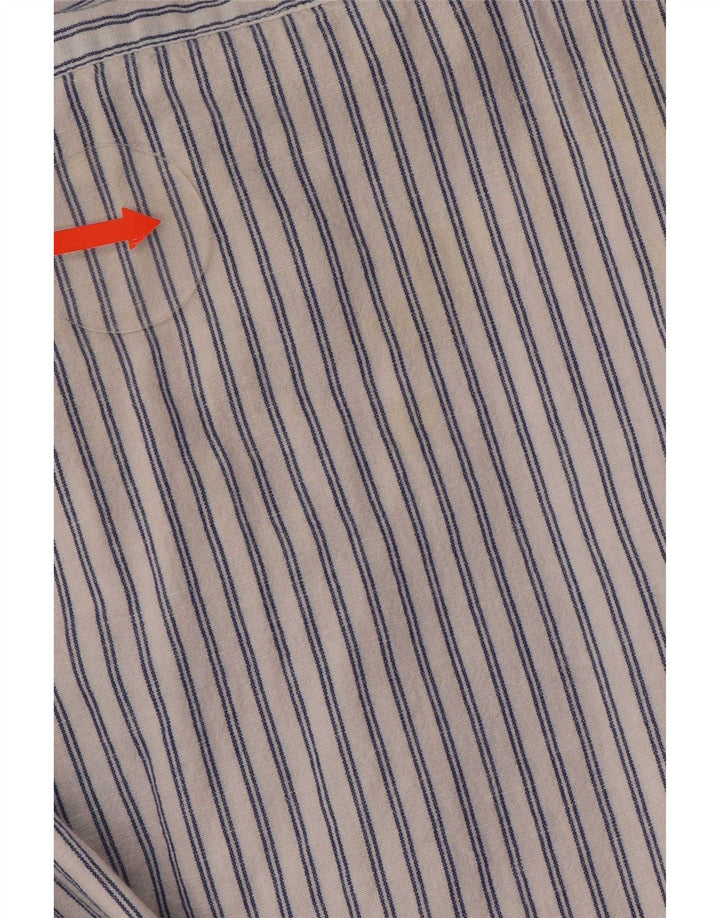Pull & Bear Herrenhemd, kleine blaue Nadelstreifen-Baumwolle