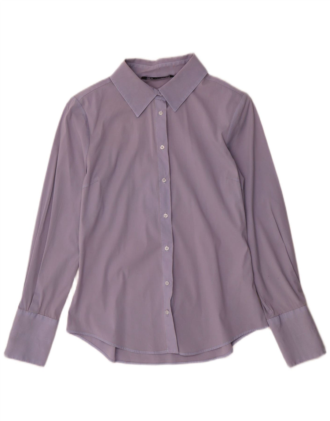 Zara Formales Damenhemd UK 12 aus mittelblauer Baumwolle