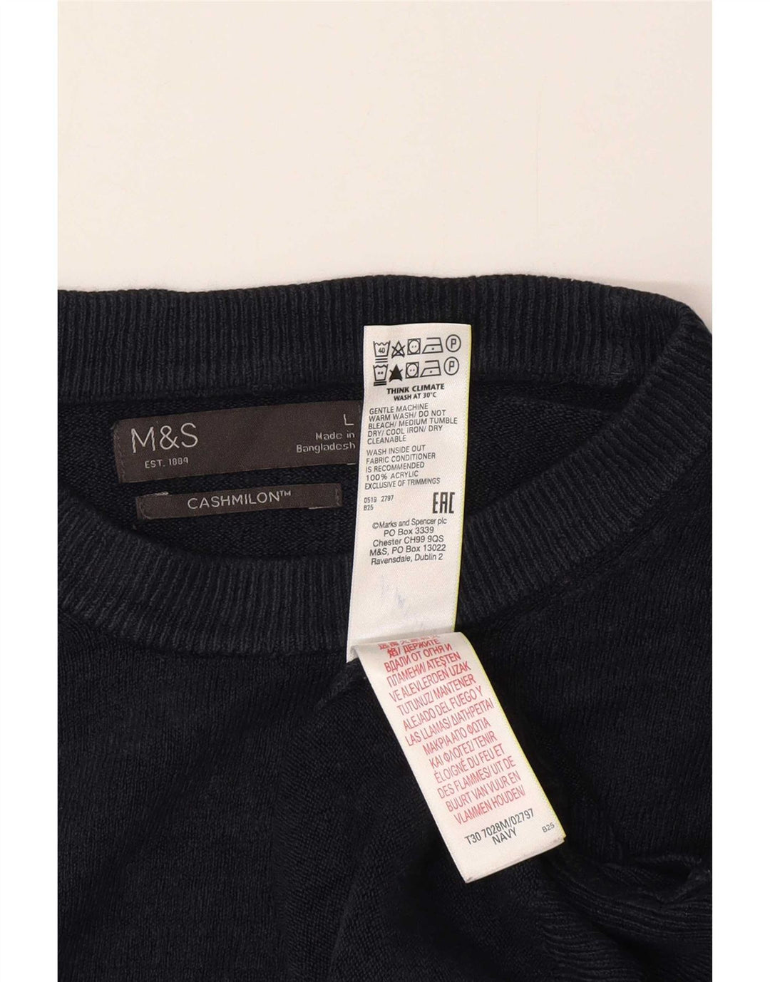 Marks & Spencer Herren-Pullover mit Rundhalsausschnitt, groß, Marineblau, Acryl