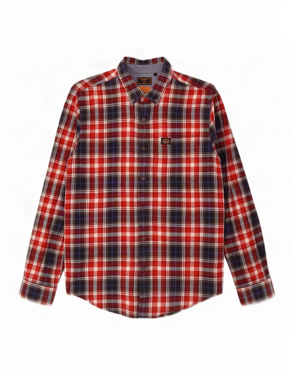 Superdry Herren-Flanellhemd XL, rot kariert, Baumwolle