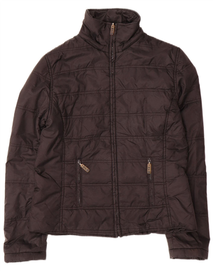 Zara Damen Wattierte Jacke UK 16 Large Schwarz Nylon