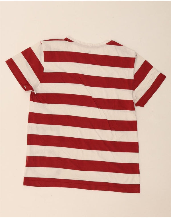 ADIDAS Damen Neo Graphic T-Shirt Top UK 14 Große rot gestreifte Baumwolle