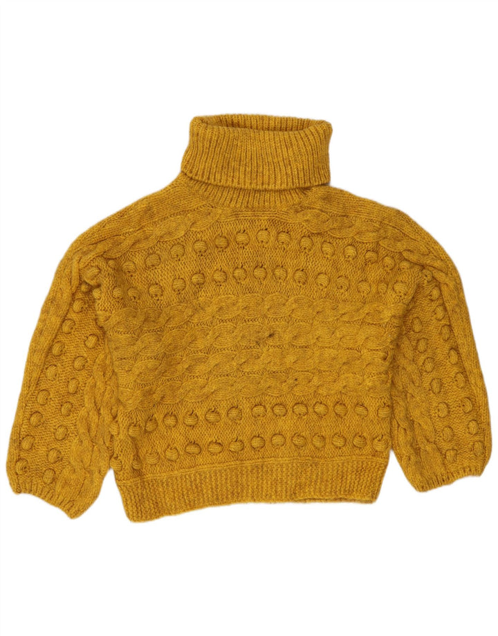 MARKS & SPENCER Damen Crop Rollkragenpullover Pullover UK 10 Small Gelb