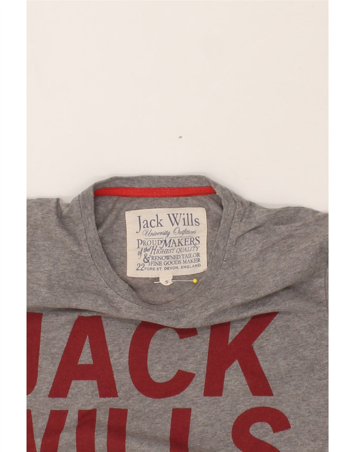 JACK WILLS Mens Graphic T-Shirt Top Small Grey Cotton Vintage Jack Wills and Second-Hand Jack Wills from Messina Hembry 