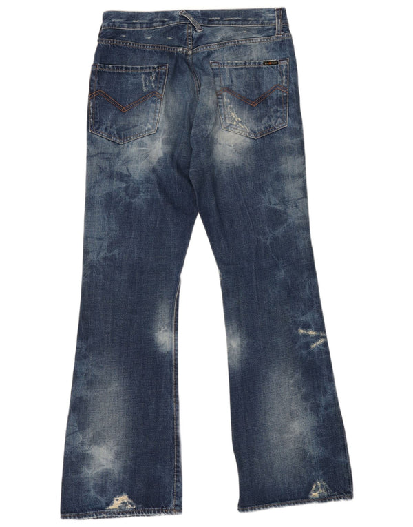 ENERGIE Damen-Jeans mit Acid-Waschung, Distressed-Schlag, W29, L32, Blau, Baumwolle