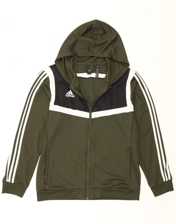 Adidas Herren Climalite Kapuzen-Trainingsanzug-Top-Jacke, groß, Khaki, Farbblock