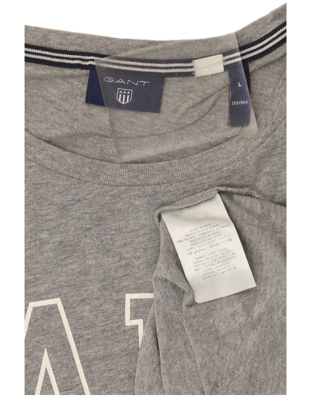 Gant Herren-T-Shirt mit Grafik, Größe L, aus grauer Baumwolle
