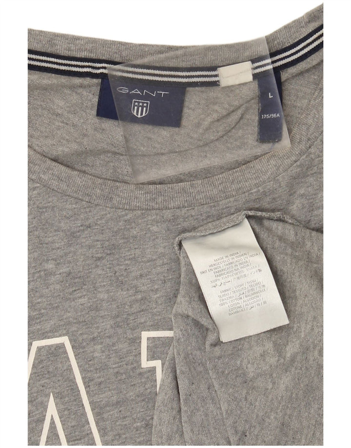 Gant Herren-T-Shirt mit Grafik, Größe L, aus grauer Baumwolle