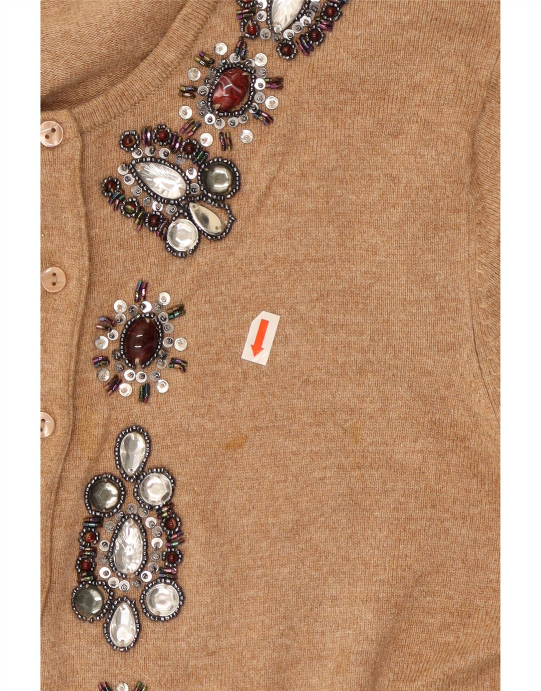 Marks & Spencer Damen-Cardigan mit abstraktem Muster, Gr. 14, Mittelbraun
