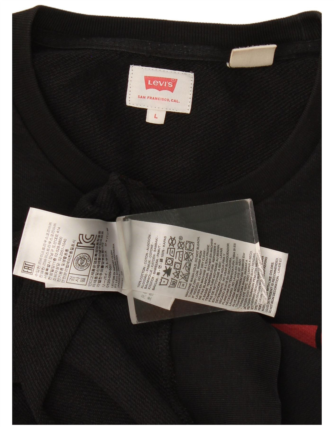 Levi's Herren-Sweatshirt mit Grafik, groß, aus schwarzer Baumwolle