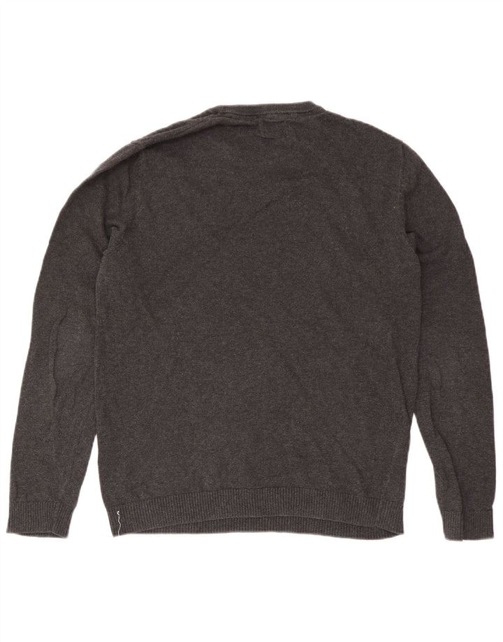 Jack & Jones Herren-Pullover mit Rundhalsausschnitt, mittelgraue Baumwolle