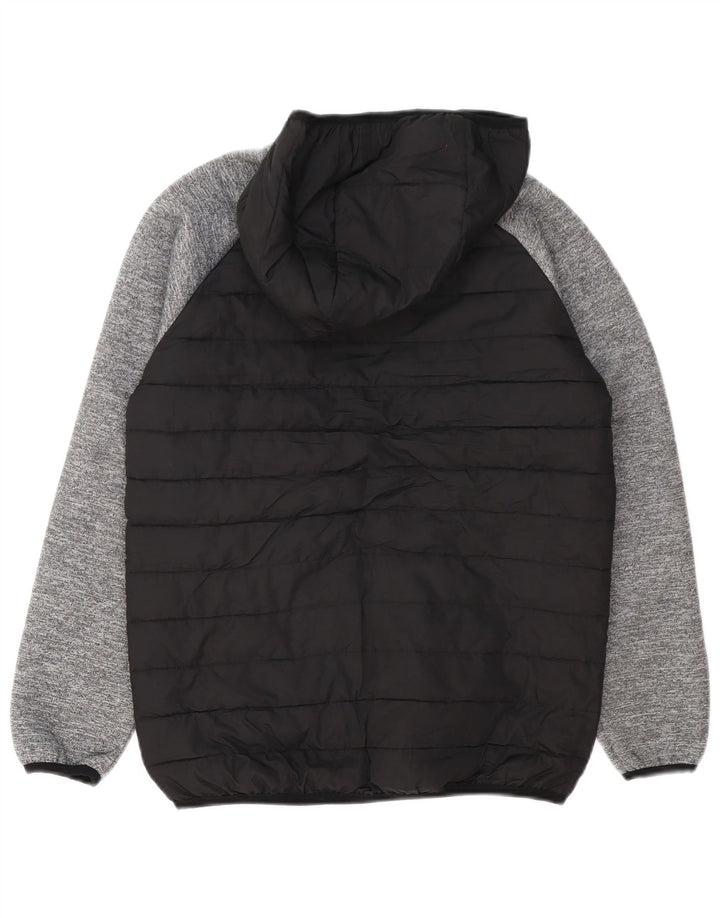 Jack & Jones wattierte Jungenjacke mit Kapuze, 11–12 Jahre, schwarzes Farbblockdesign