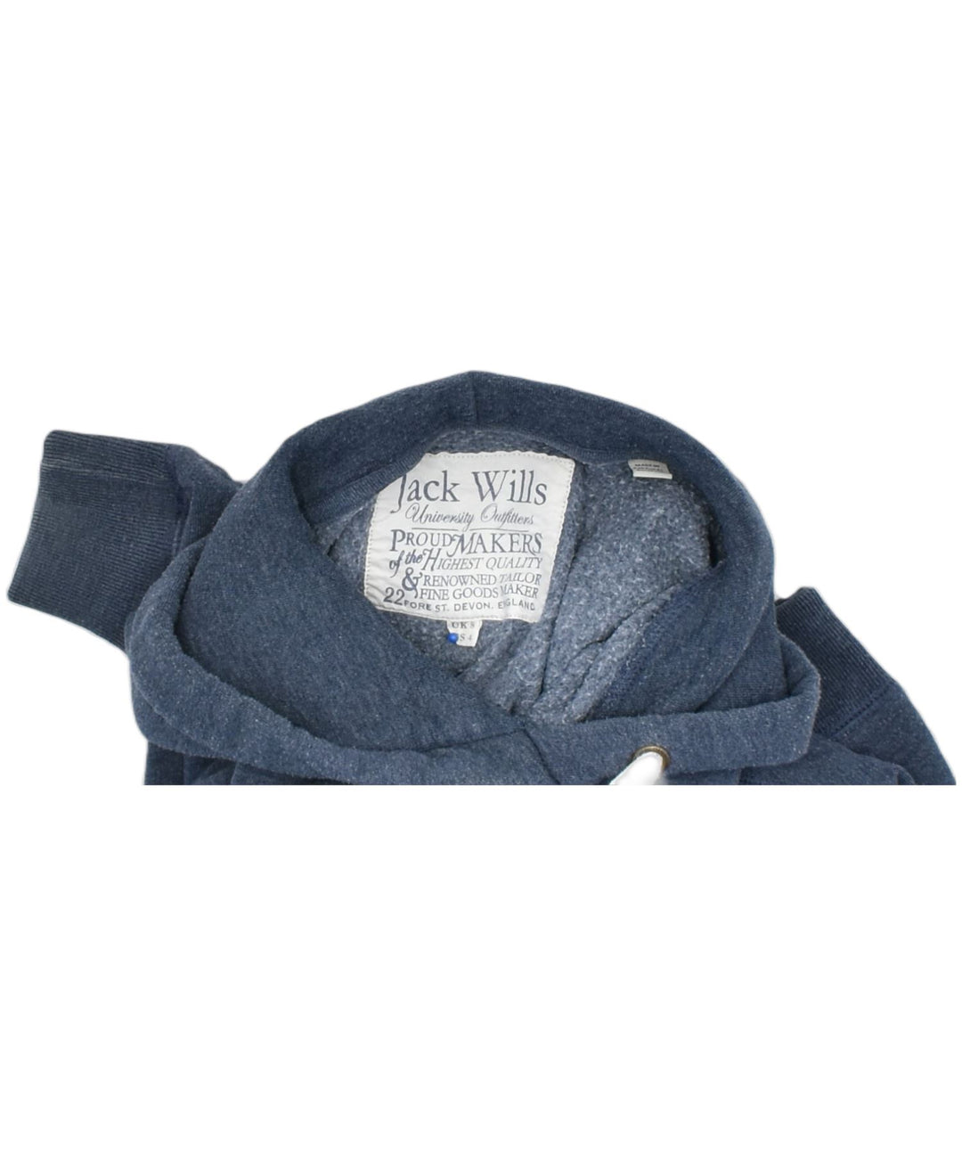 JACK WILLS Womens Graphic Hoodie Jumper UK 8 Small Blue Cotton Sports | Vintage | Thrift | Second-Hand | Used Clothing | Messina Hembry 