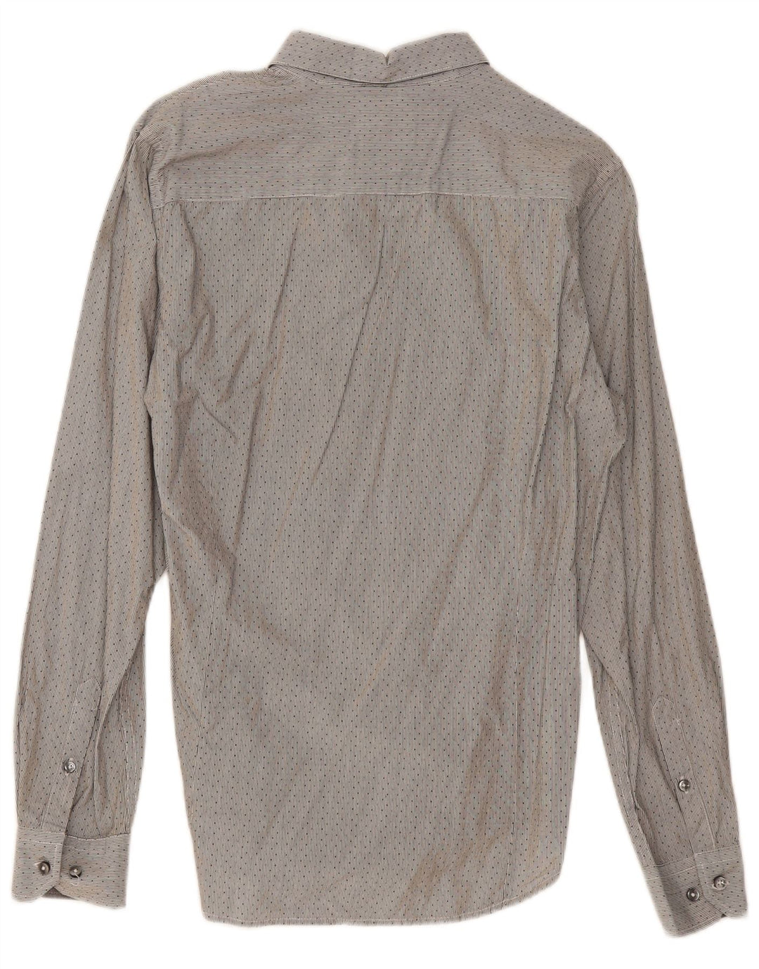 Sisley Herrenhemd Größe 40 15 3/4 mittelgraue Nadelstreifen-Baumwolle