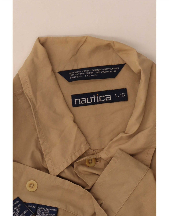 Nautica Herren-Kurzarmhemd, groß, beige Baumwolle