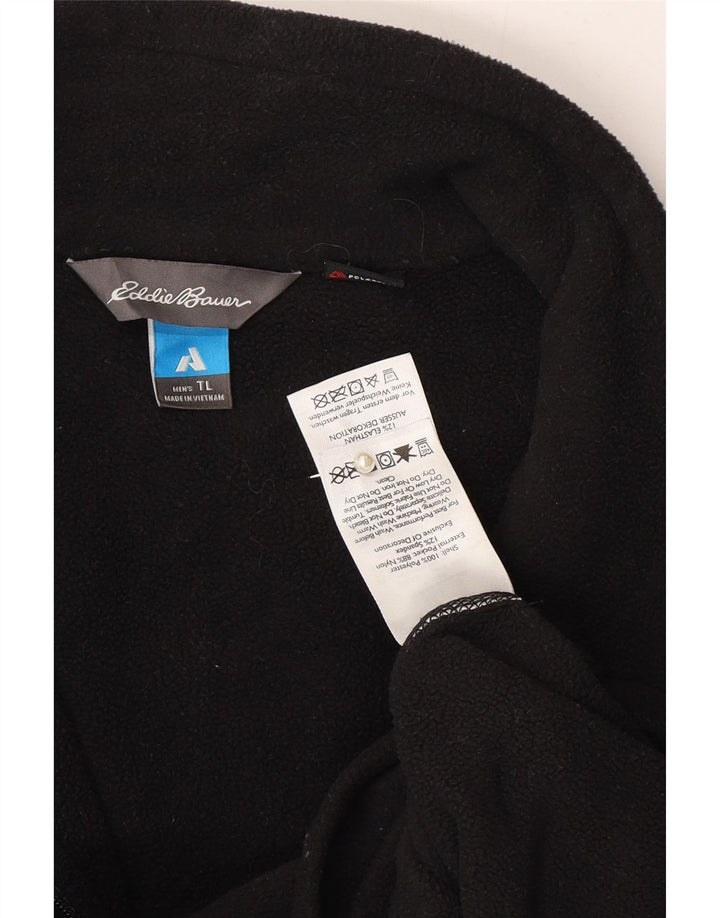 EDDIE BAUER Mens Zip Neck Fleece Jumper Large Black Polyester Vintage Eddie Bauer and Second-Hand Eddie Bauer from Messina Hembry 