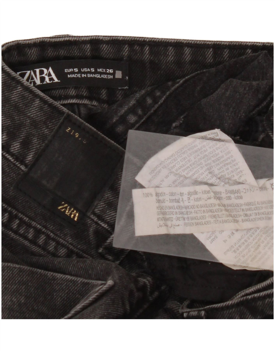 ZARA Damen Jeansshorts mit hohem Bund, Größe S, Größe W26, Grau, Baumwolle