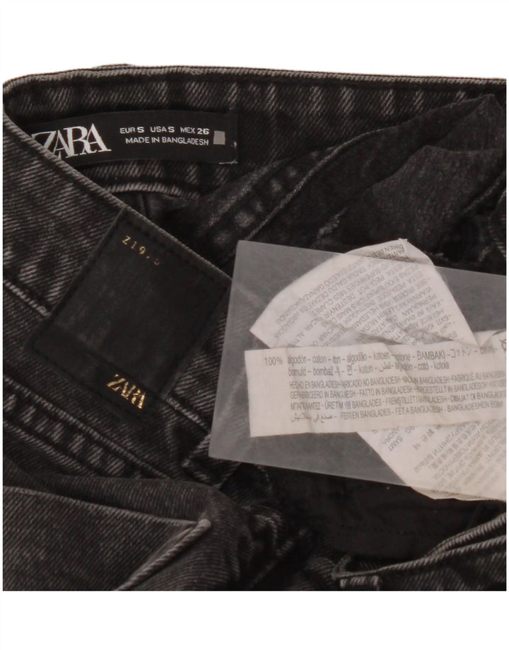 ZARA Damen Jeansshorts mit hohem Bund, Größe S, Größe W26, Grau, Baumwolle