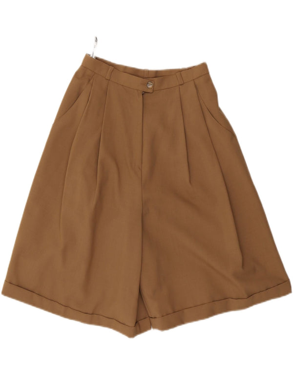 VINTAGE Damen Chinoshorts mit hoher Taille IT 36 XS W24 Braunes Polyester