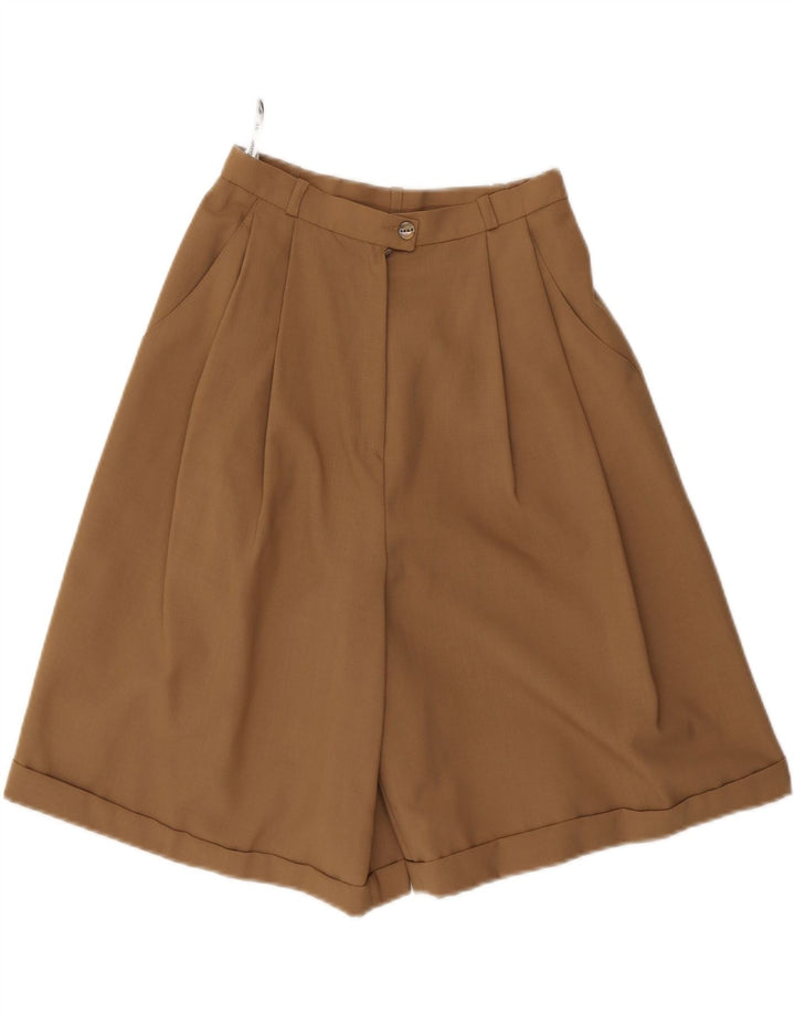 VINTAGE Damen Chinoshorts mit hoher Taille IT 36 XS W24 Braunes Polyester