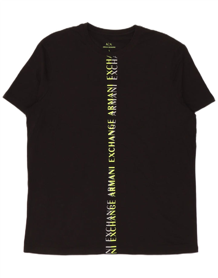 Armani Exchange Herren-T-Shirt mit Grafik, groß, aus schwarzer Baumwolle