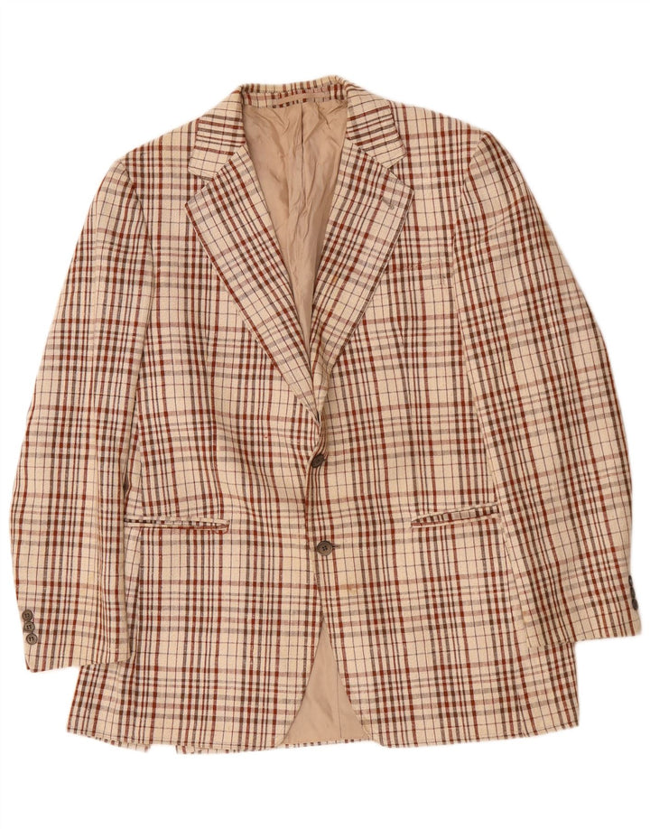 Vintage Herren 2-Knopf-Blazerjacke UK 38 Mittelbeige kariert