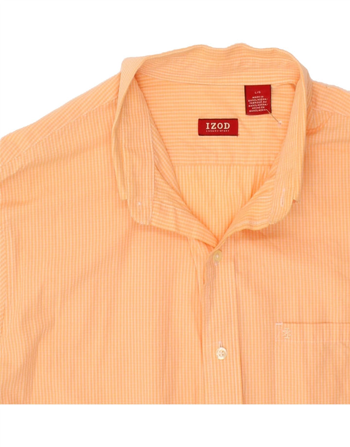 IZOD Mens Shirt Large Orange Gingham Cotton Vintage Izod and Second-Hand Izod from Messina Hembry 