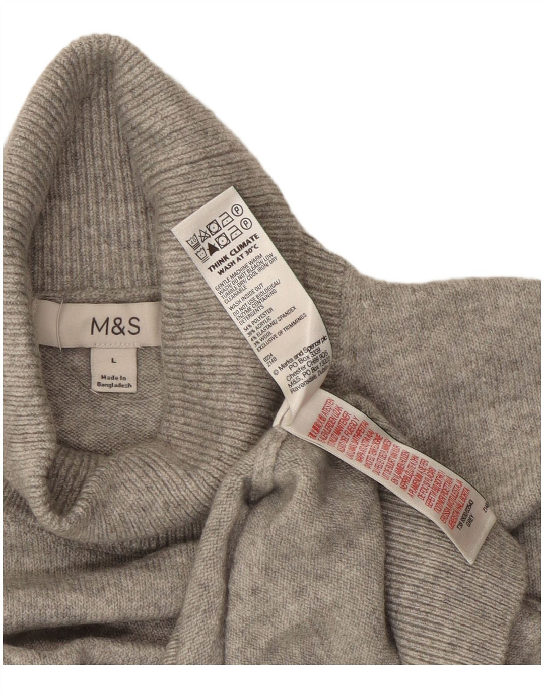 Marks & Spencer Damen-Pullover mit Rollkragen, Gr. 40, Größe L, Grau meliert