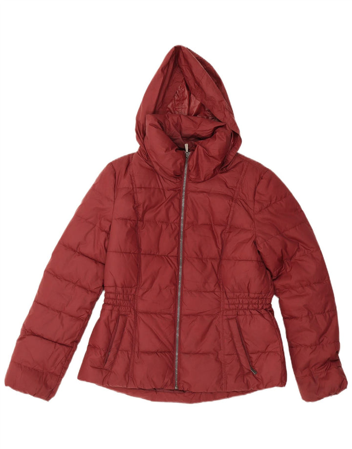 Marks & Spencer Damen-Jacke mit Kapuze, gepolstert, UK 12, Mittel-Burgunderrot, Polyester