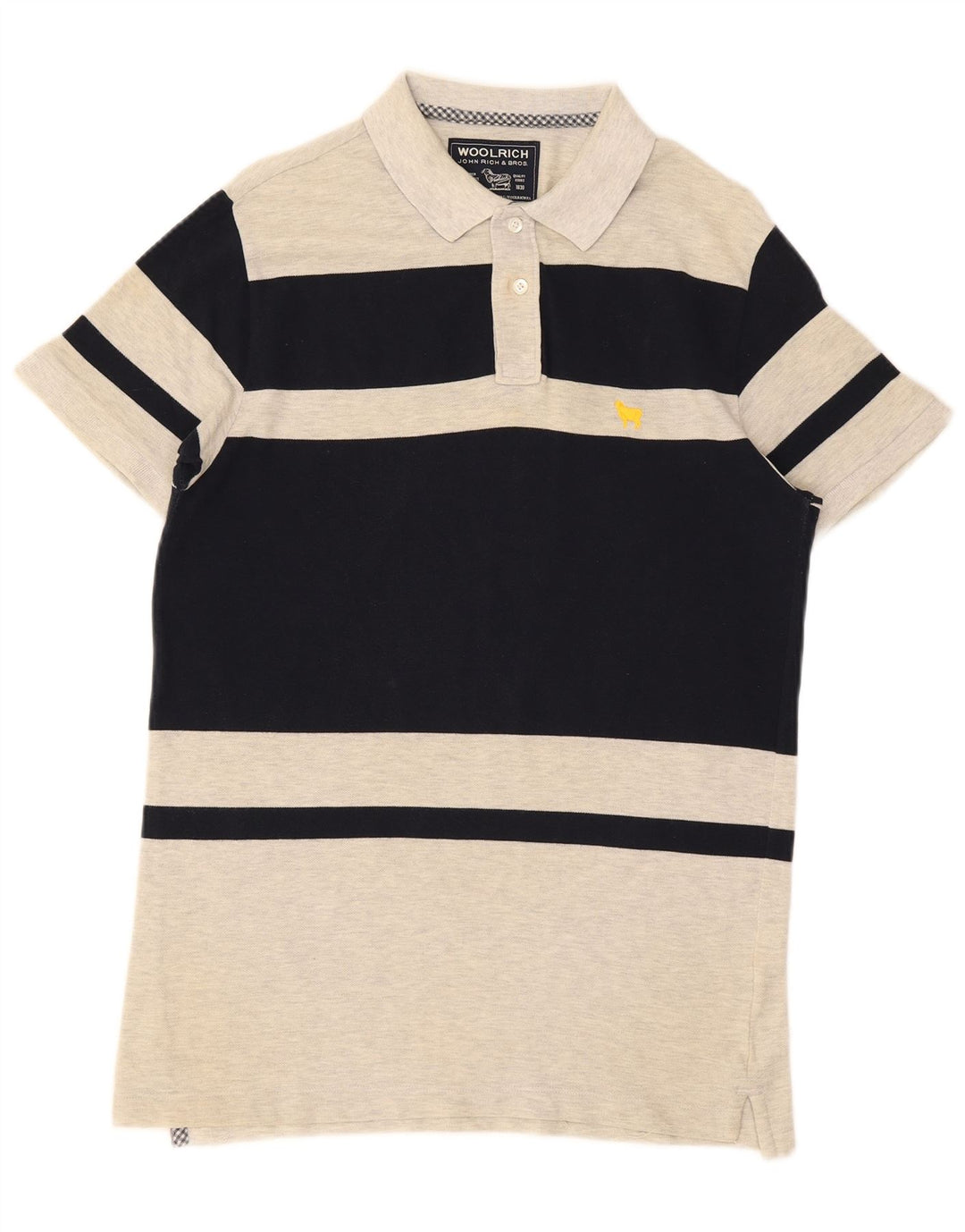 Woolrich Herren-Poloshirt aus mittelgrauer Colourblock-Baumwolle