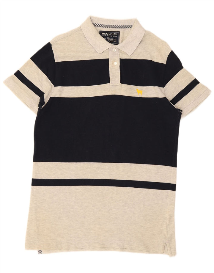 Woolrich Herren-Poloshirt aus mittelgrauer Colourblock-Baumwolle