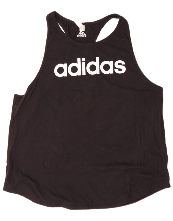 Adidas Damen Graphic Vest Top UK 24/26 2XL Schwarz Baumwolle