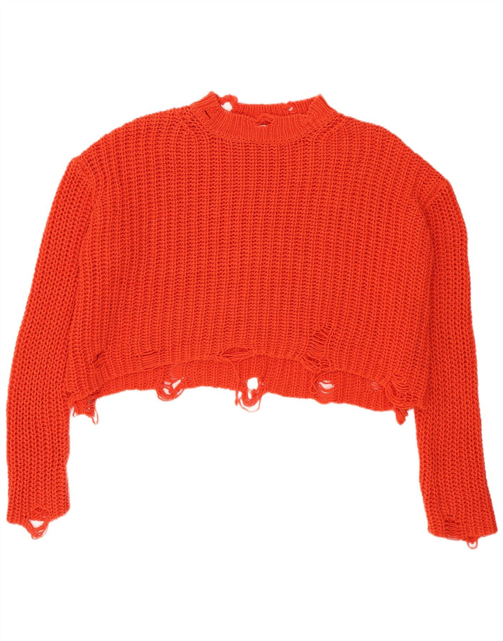 Zara Damen Crop Oversized Rollkragenpullover Pullover UK 10 Small Orange