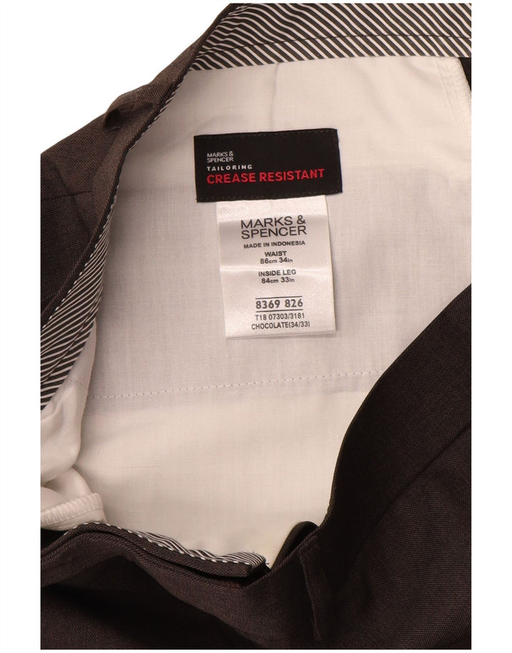 MARKS & SPENCER Herren-Anzughose, gerade, B34, L33, braun, Polyester