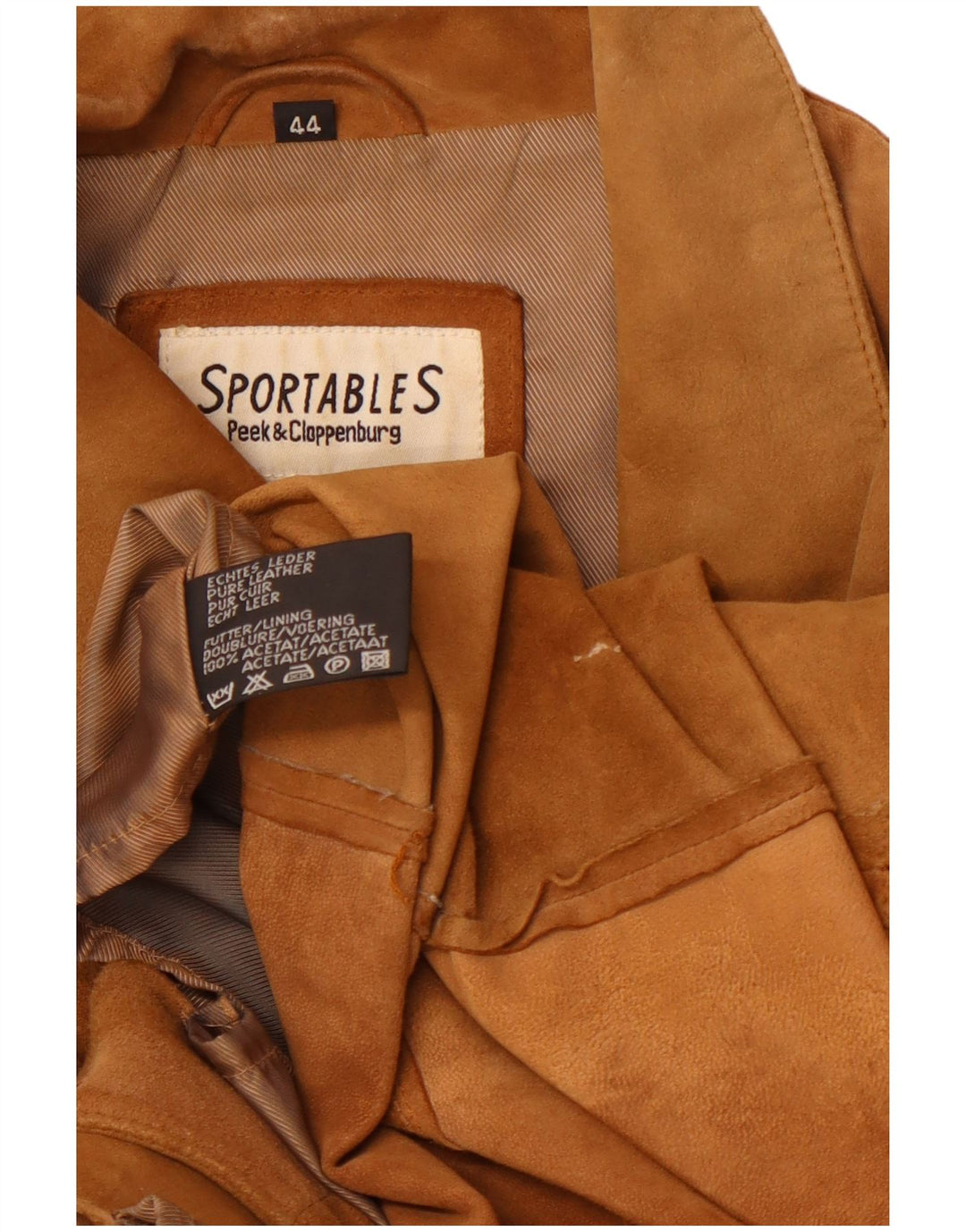 SPORTABLES Damen Wildlederjacke IT 44 Mittelbraunes Patchwork-Leder